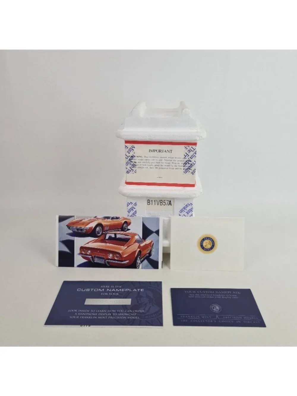 Franklin Mint Precision 1969 Chevrolet Corvette Orange 1:24 Die Cast B11VB57